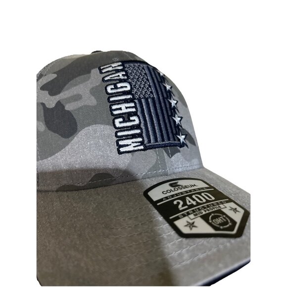 University of Michigan Wolverines Gray Camo Mesh OHT Snapback Hat Cap - Picture 8 of 10